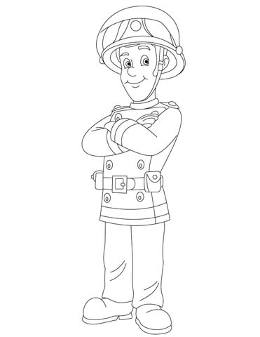 Fireman Sam Is Waiting Confidently Coloring Page